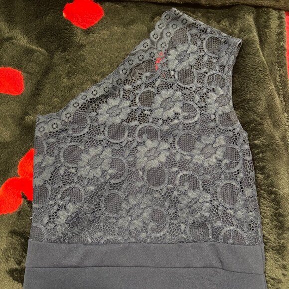 Missguided Mermaid One Shoulder Long Night Blue Dress - Picture 12 of 13